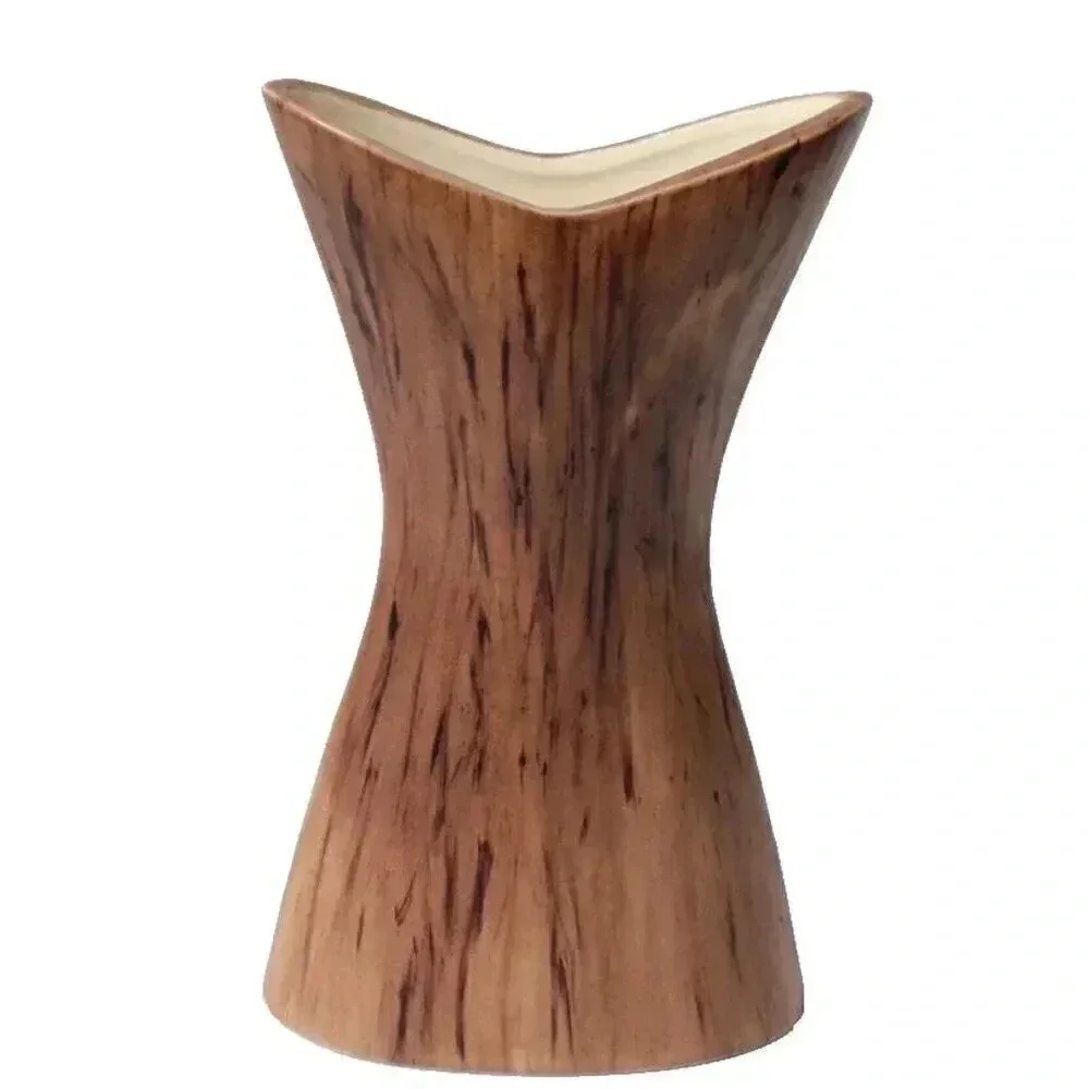 Vintage Brown Art Deco Mid Century Modern Boomerang Flower Vase